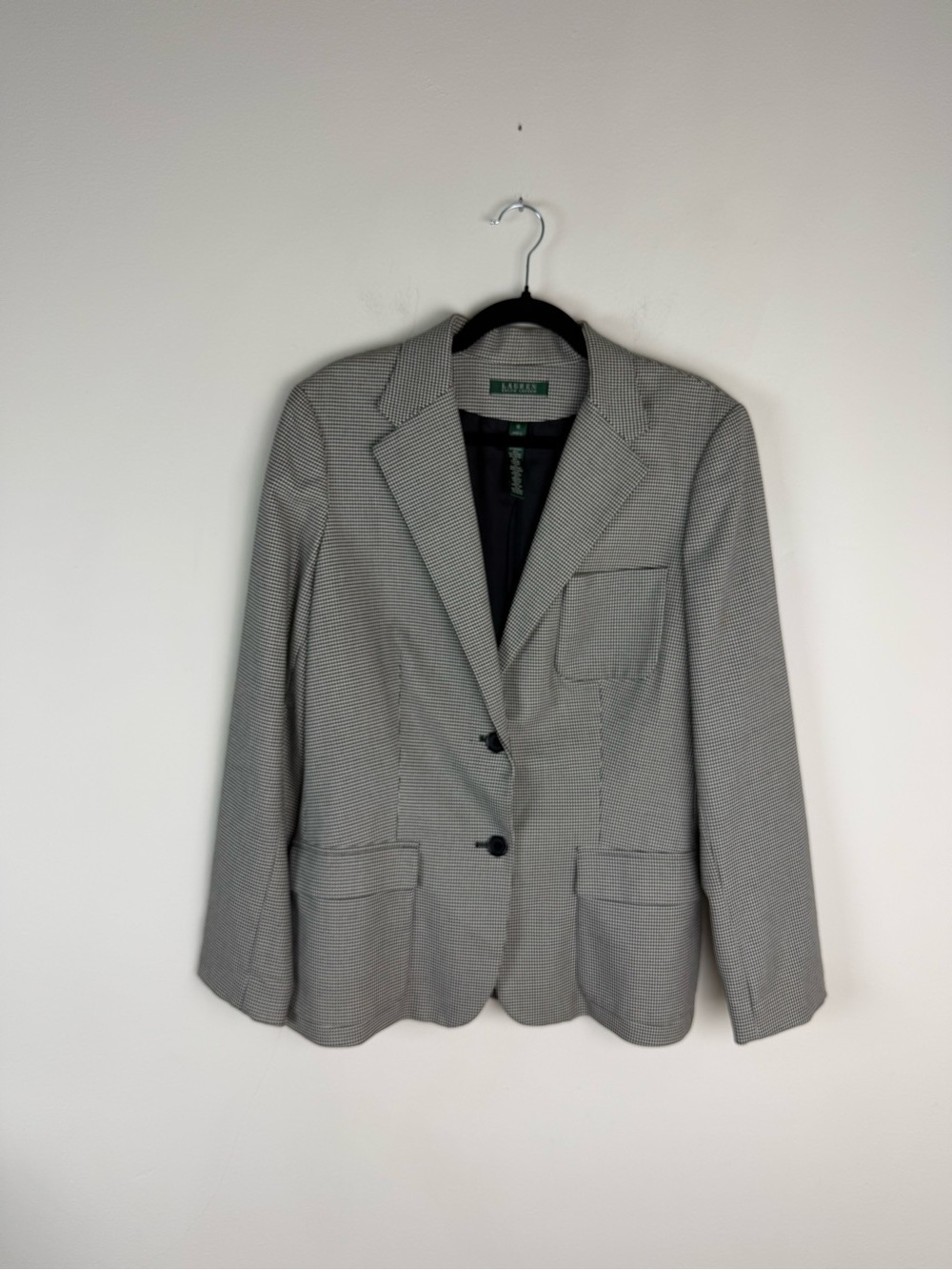 Lauren Ralph Lauren Houndstooth Black White Blazer Jacket Size 14